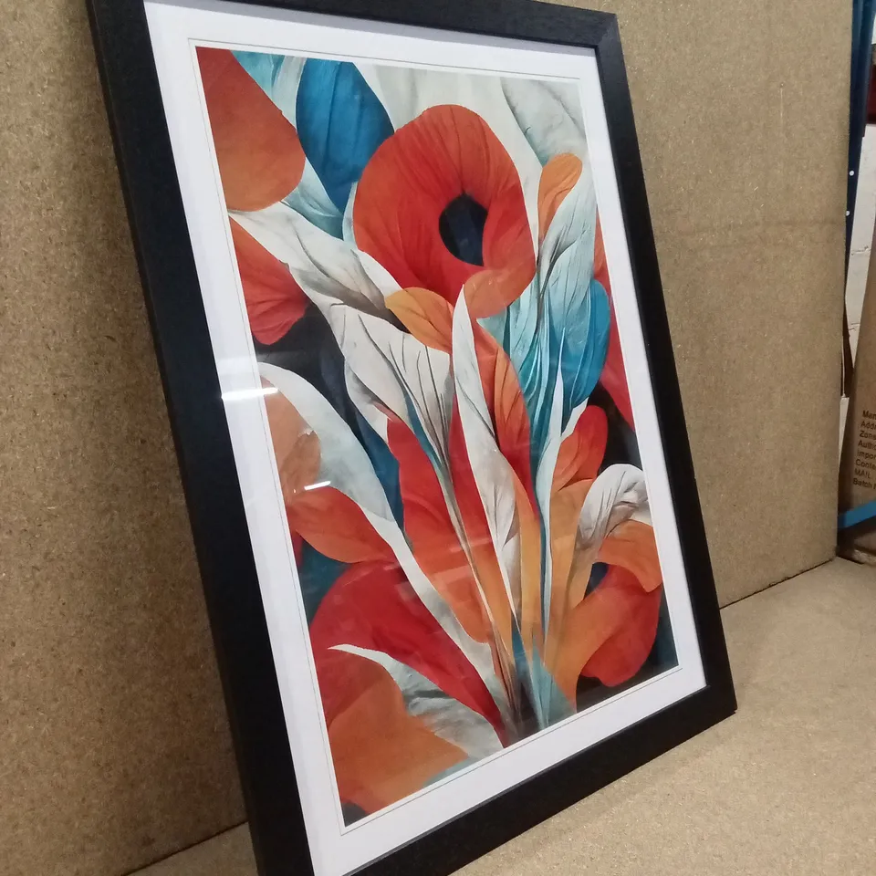 FLOWING ABSTRACT FLOWERS NO.3 - SINGLE PICTURE FRAME PAINTING PRINT