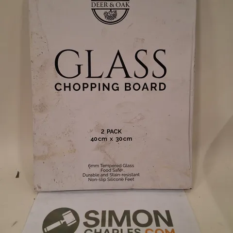 BOXED DEER & OAK GLASS CHOPPING BOARDS 2 PACK 40Γ30CM