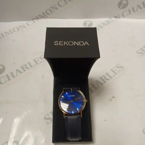 BOXED SEKONDA BLACK/GOLD/NAVY WRIST WATCH