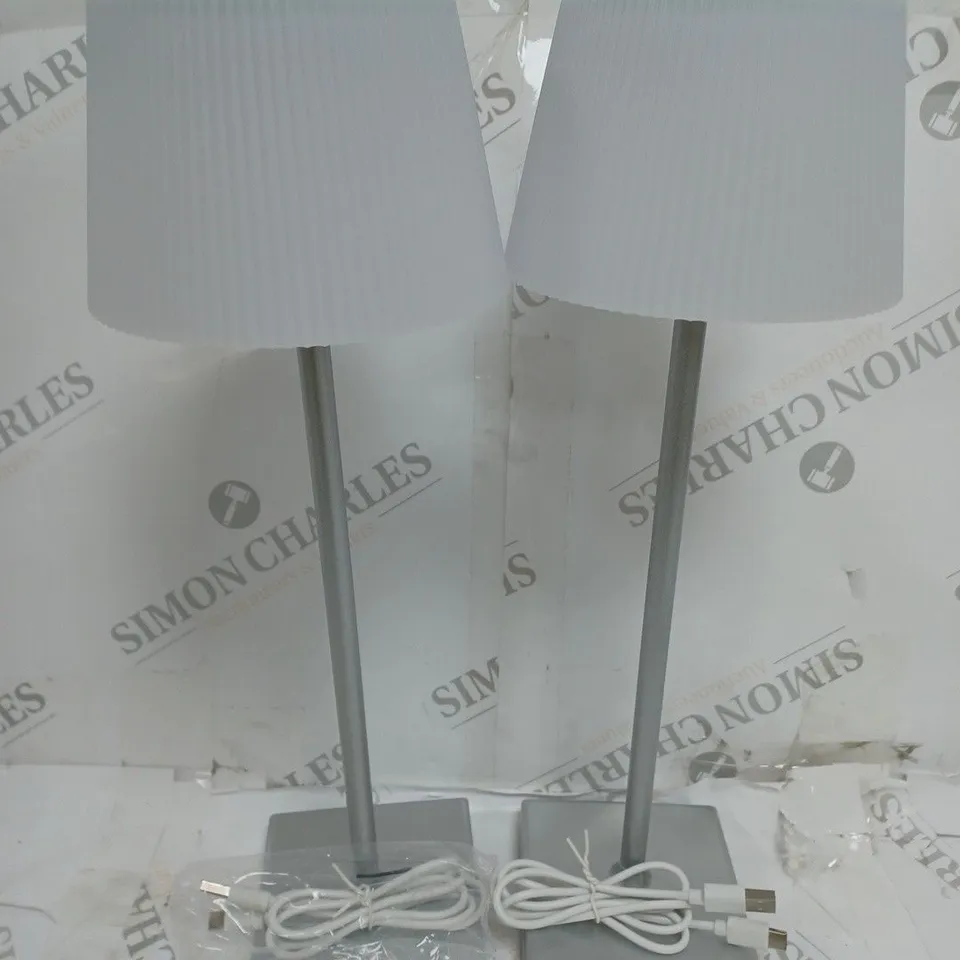 SFIXX SET OF 2 INDOOR OUTDOOR TOUCH TABLE LIGHTS IN SILVER 
