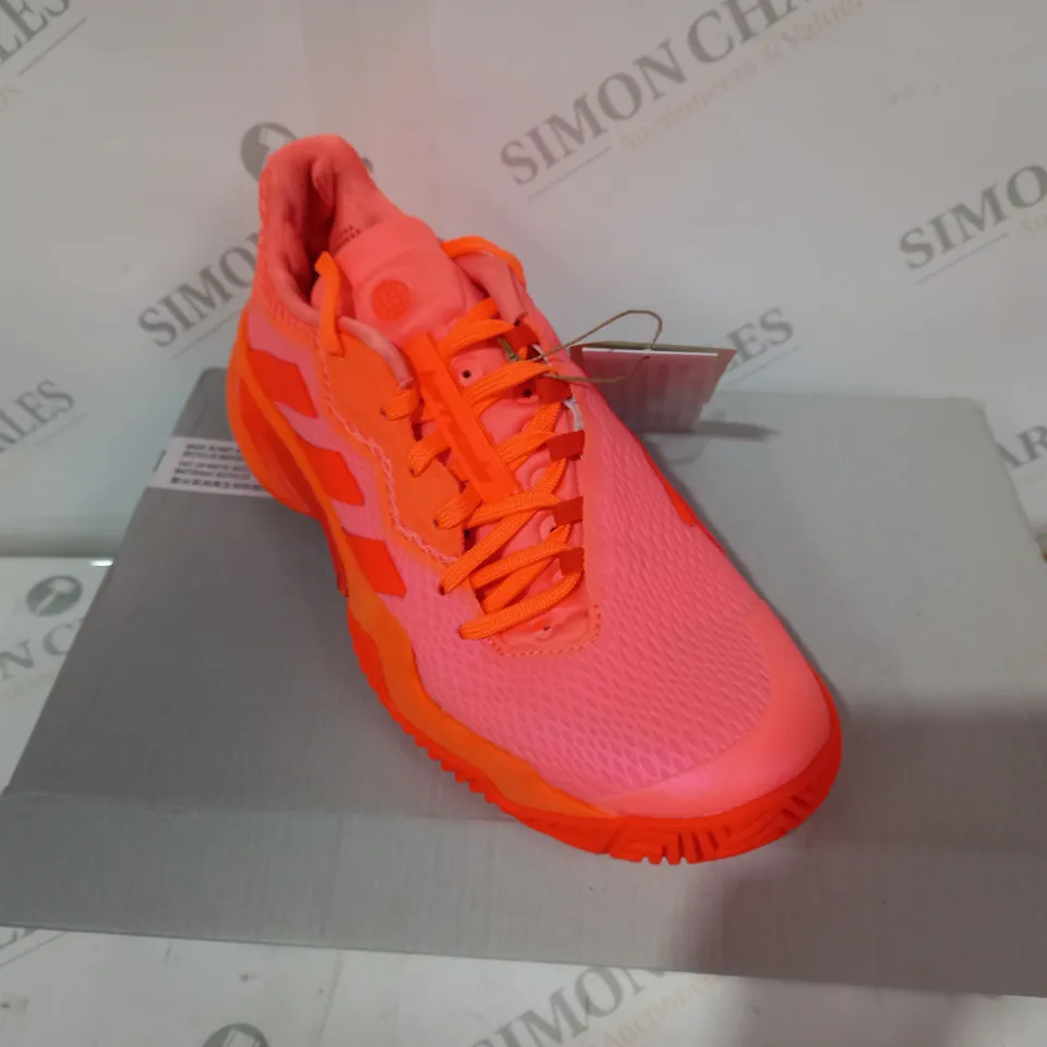 BOXED ADIDAS BARRICADE WOMENS ORANGE TRAINERS - SIZE UK5.5
