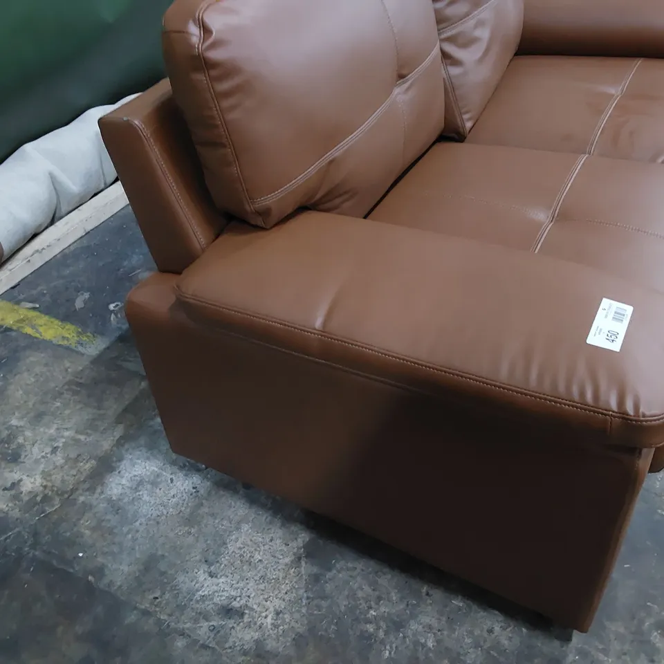 DESIGNER TWO SEATER SOFA TAN LEATHER 