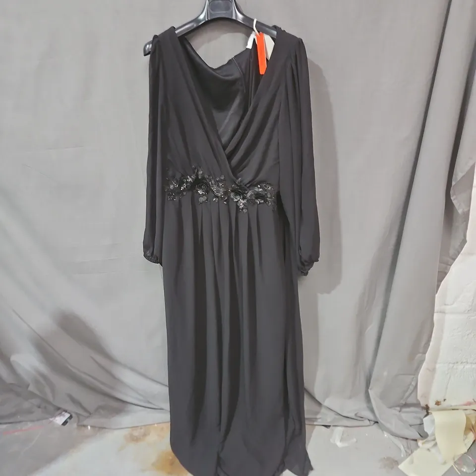 EVER PRETTY BLACK EVENING DRESS WITH BEADED WAIST – UK 30