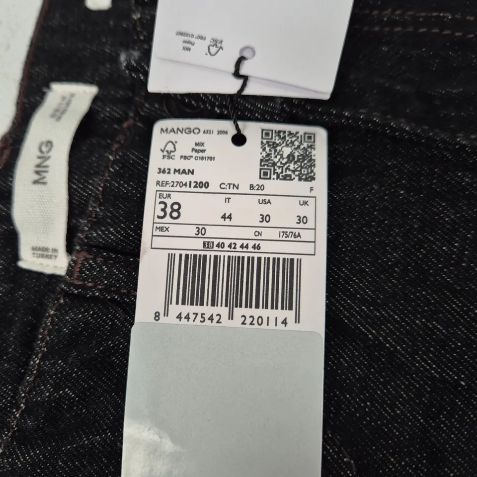 MANGO JEANS – MEN'S DARK INDIGO DENIM, UK 30 (EU 38) MADE IN TURKEY