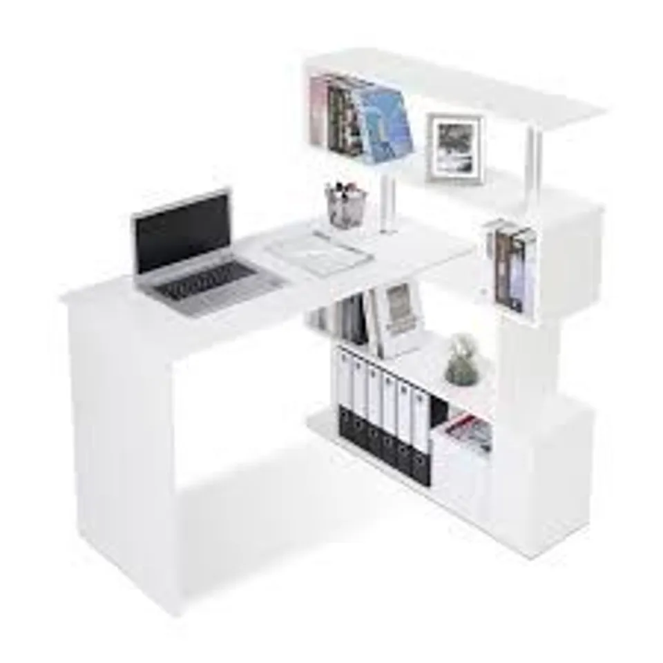 BOXED MILROY L-SHAPED WRITING DESK (1 BOX)