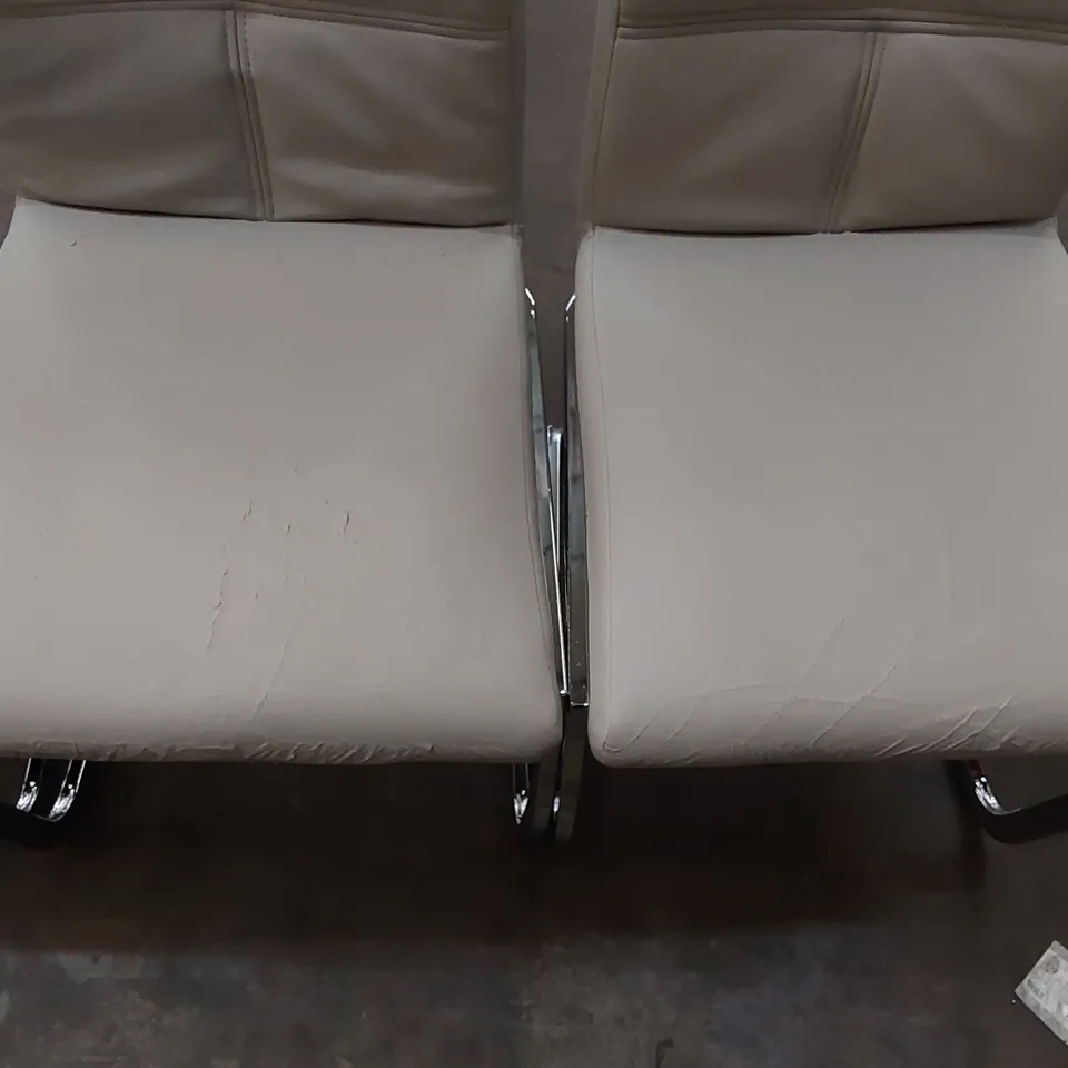 SET OF 4 DESIGNER FAUX LEATHER GREY DINING CHAIRS (4 ITEMS)