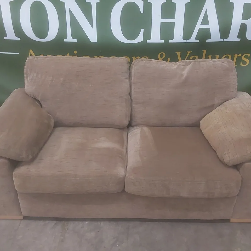 DESIGNER 2 SEATER FABRIC UPHOLSTERED SOFA 