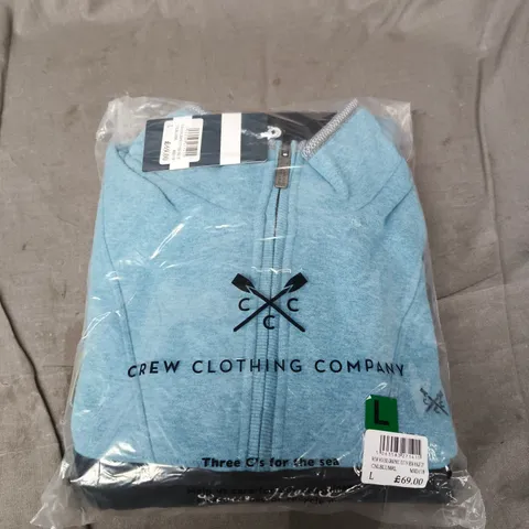 BAGGED CREW CLOTHING COMPANY HALF ZIP TOP – LIGHT BLUE, UK SIZE L