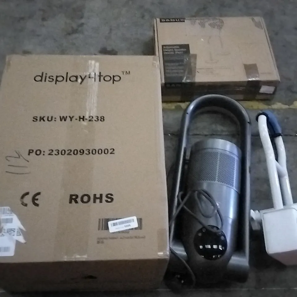 PALLET OF ASSORTED PRODUCTS TO INCLUDE; SANUS ADJUSTABLE HEIGHT SPEAKER STANDS, DISPLAY TOP TOUCH BIN, KMINA BATH GRAB RAIL AND OCEAN LOONG PURIFIER