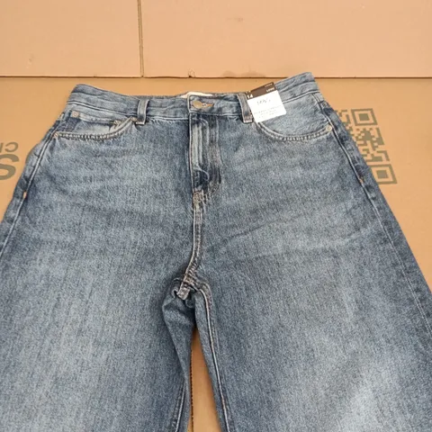M&S RELAXED STRAIGHT HIGH RISE JEANS – WOMEN'S UK 14 LONG (FULL LENGTH)