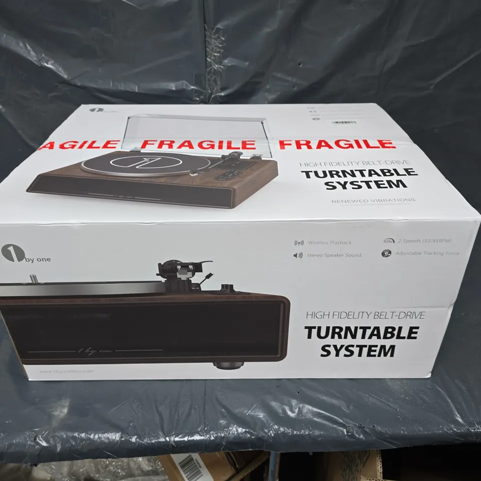 BOXED 1BYONE HIGH FIDELITY BELT-DRIVE TURNTABLE SYSTEM