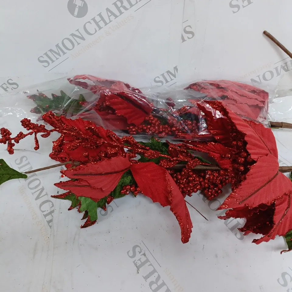 HOME REFLECTIONS SET OF 2 DOUBLE HEAD POINSETTA