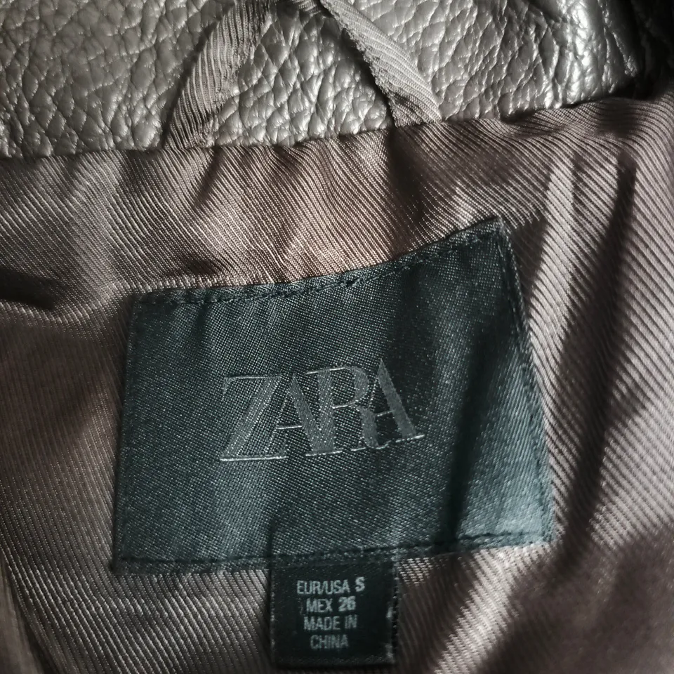 ZARA BLACK LEATHER-LOOK BIKER JACKET – WOMEN'S – SIZE S 
