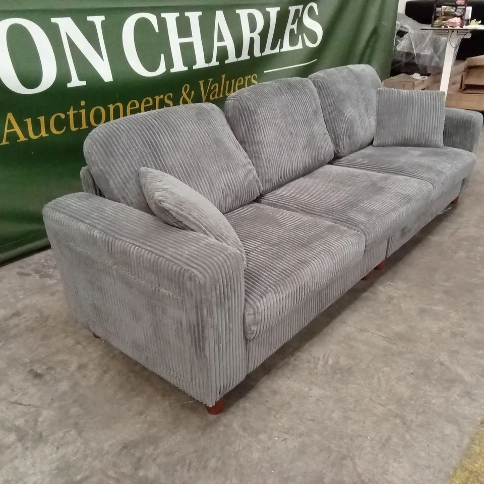 OVERSIZE SOFA 256cm CORDUROY SOFA, 3 SEATER - GREY
