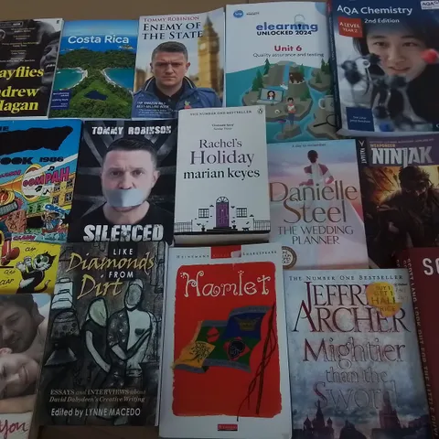LARGE QUANTITY OF ASSORTED BOOKS TO INCLUDE AQA CHEMISTRY, JEFFREY ARCHER AND DANIELLE STEEL