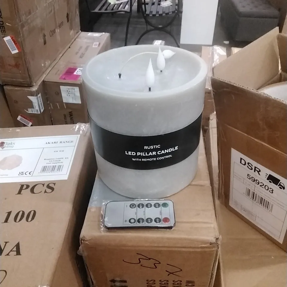 BOXED RUSTIC LED PILLAR CANDLE WITH REMOTE CONTROL 