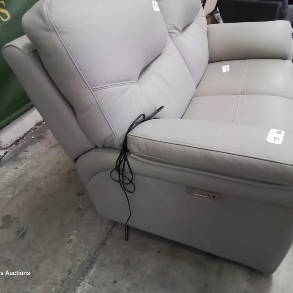 QUALITY BRITISH DESIGNER & MANUFACTURED G PLAN SEATTLE POWER RECLINING TWO SEATER SOFA CAMBRIDGE GREY LEATHER 