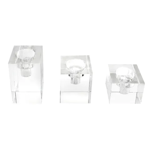 LUXENOA 3 PIECE CRYSTAL CANDLE HOLDER SET