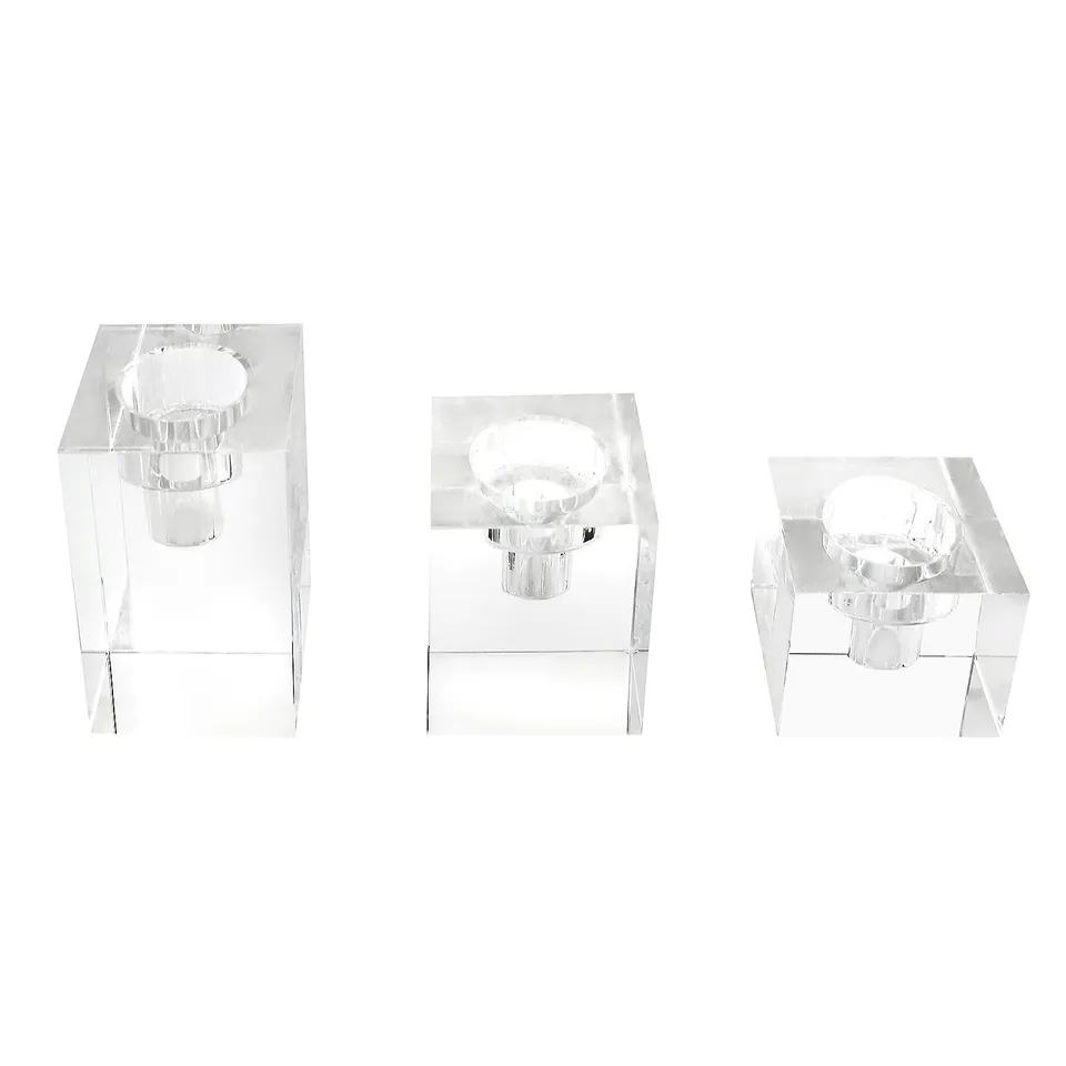 LUXENOA 3 PIECE CRYSTAL CANDLE HOLDER SET