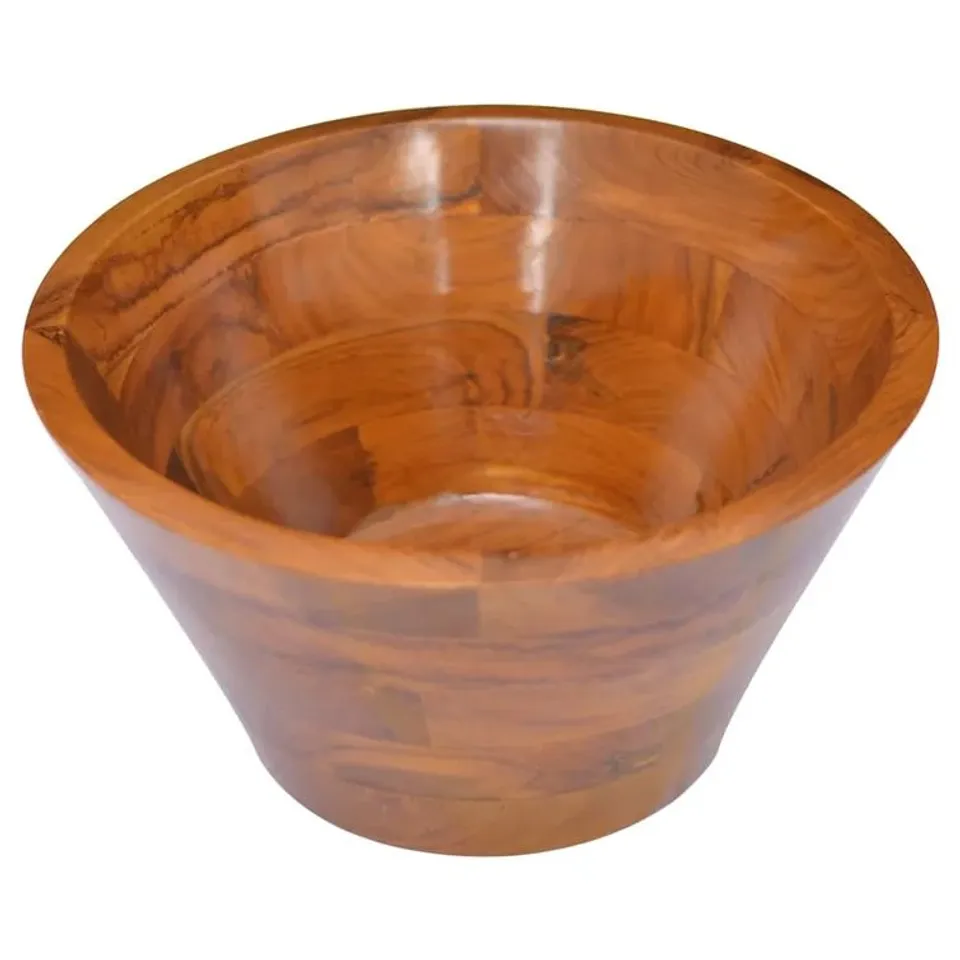 BOXED ALPEN HOME OTHA 400MM L 400MM W BROWN WOOD CIRCULAR COUNTER TOP BASIN BATHROOM SINK