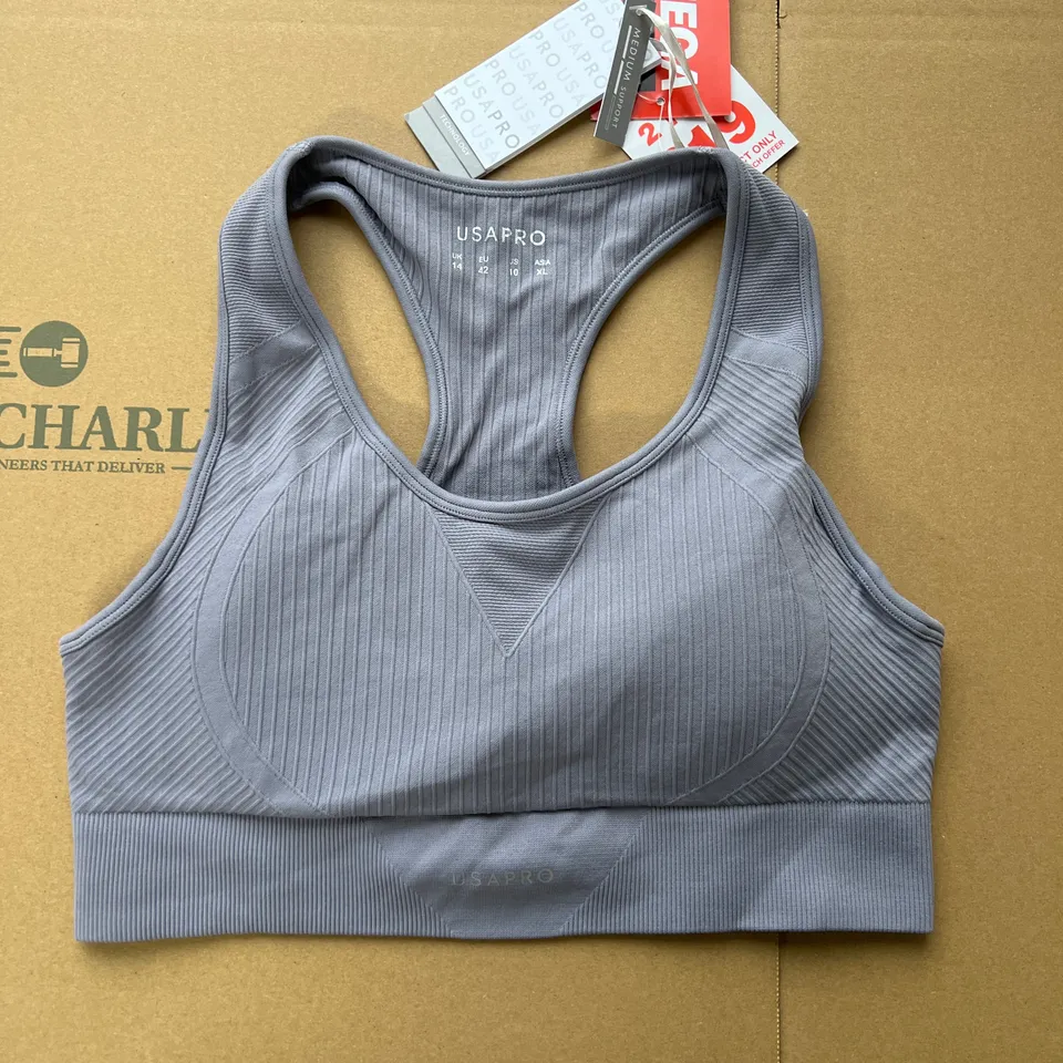 USA PRO MEDIUM SUPPORT LILAC SIZE 14 SPORTS BRA