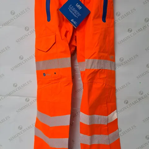 LEO WORKWEAR LUNDY HIGH VIS ORANGE PANTS - MEDIUM