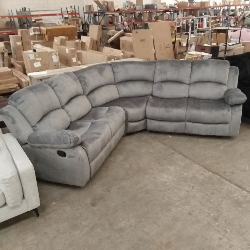 BERCK 5 SEATER MANUAL RECLINING CORNER SOFA - GREY