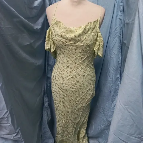 PRETTY LAVISH DRAPED COLD-SHOULDER MAXI DRESS β UK 8 (US 4, EU 36)