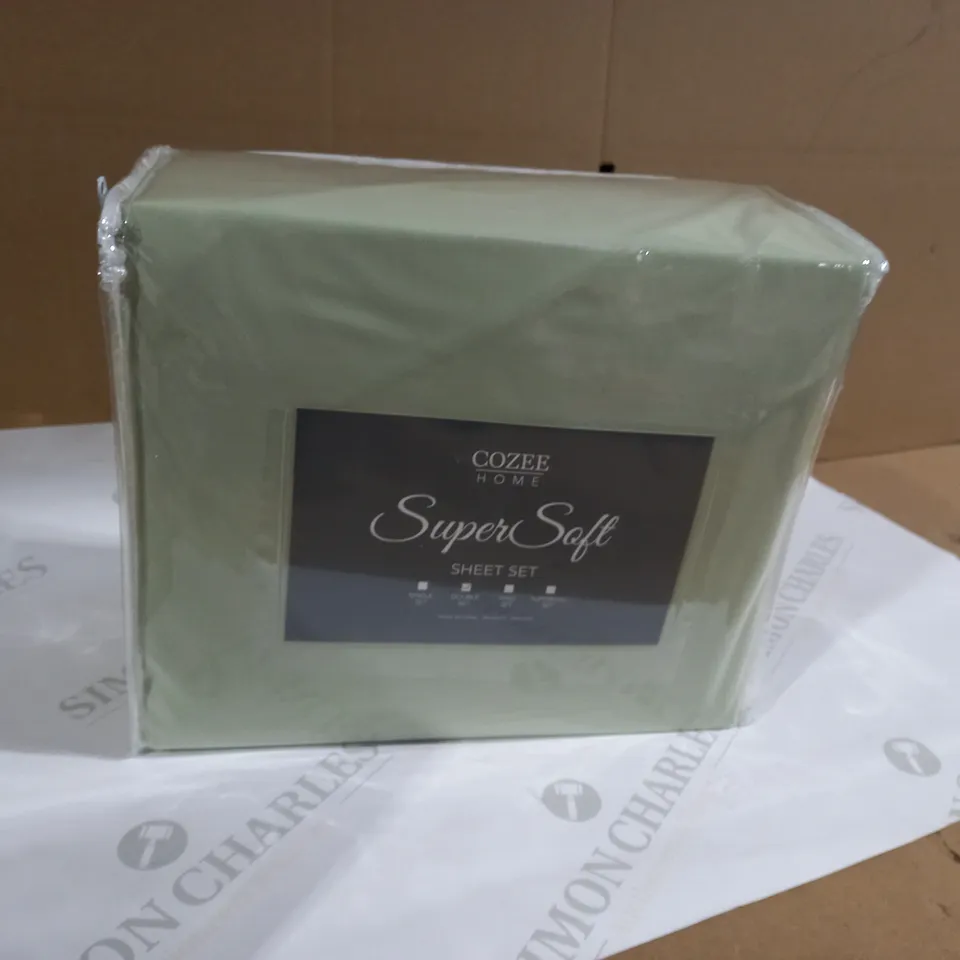 SUPERSOFT BY COZEE HOME SET OF FITTED SHEETS (2) - SAGE GREEN - DOUBLE