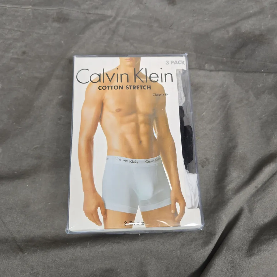 CALVIN KLEIN COTTON STRETCH 3-PACK TRUNKS – MEN'S UNDERWEAR (SIZE S)