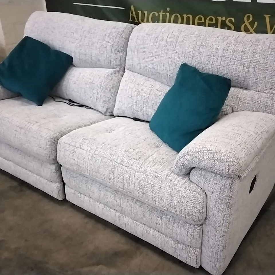 QUALITY BRITISH DESIGNED & MANUFACTURED G PLAN STRATFORD 3 SEATER POWER RECLINER HARBOUR SLATE FABRIC SOFA