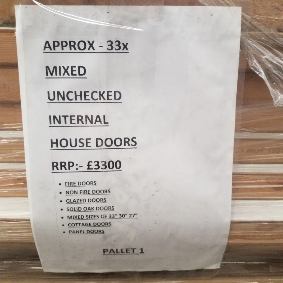 PALLET CONTAINING APPROXIMATELY 33 MIXED UNCHECKED INTERNAL HOUSE DOORS
