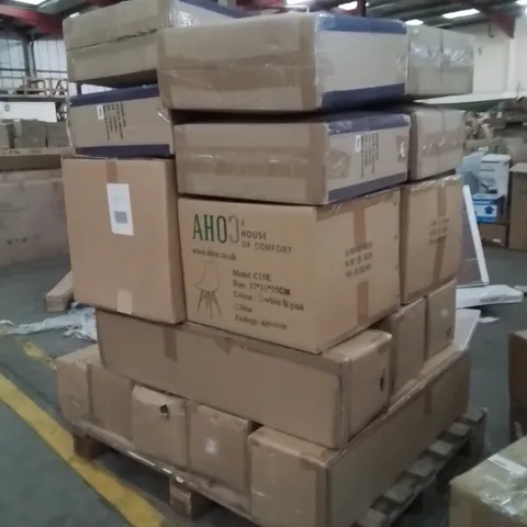 PALLET OF ASSORTED HOUSEHOLD GOODS AND PRODUCTS TO INCLUDE;PINE TREES,STRING LIGHTS,SILENT NIGHT DUVET,DINING CHAIRS 