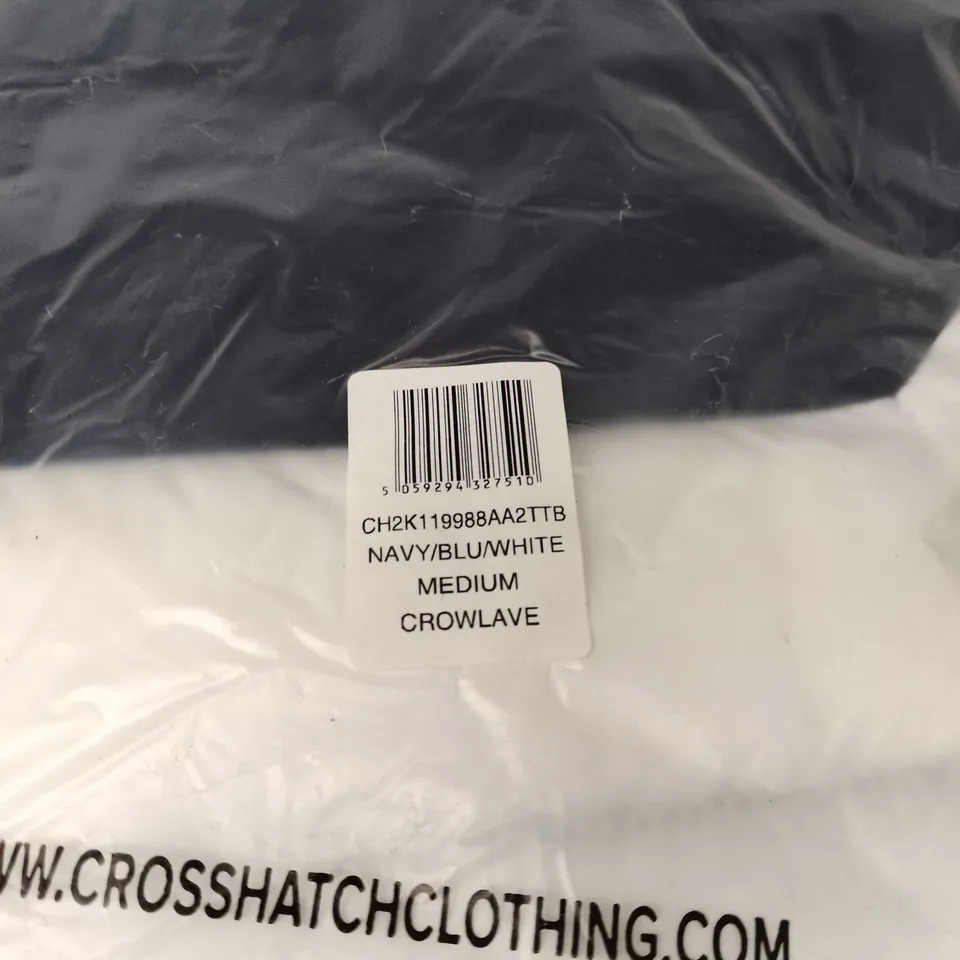 CROSSHATCH COAT NAVY/BLUE/WHITE UK MEDIUM. BAGGED