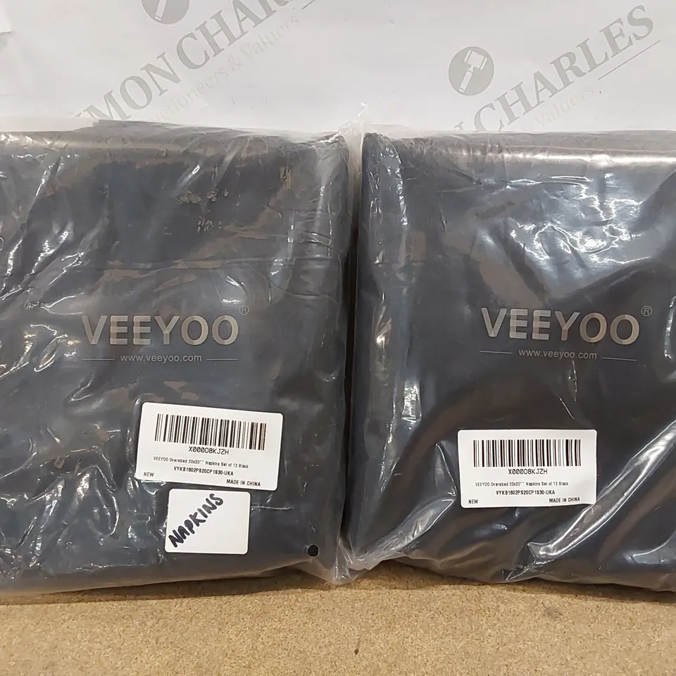 LOT OF 2X 12PCS BRAND NEW BAGGED VEEYOO OVERSIZED 20X20" BLACK NAPKINS (2 ITEMS TAPED TOGETHER)