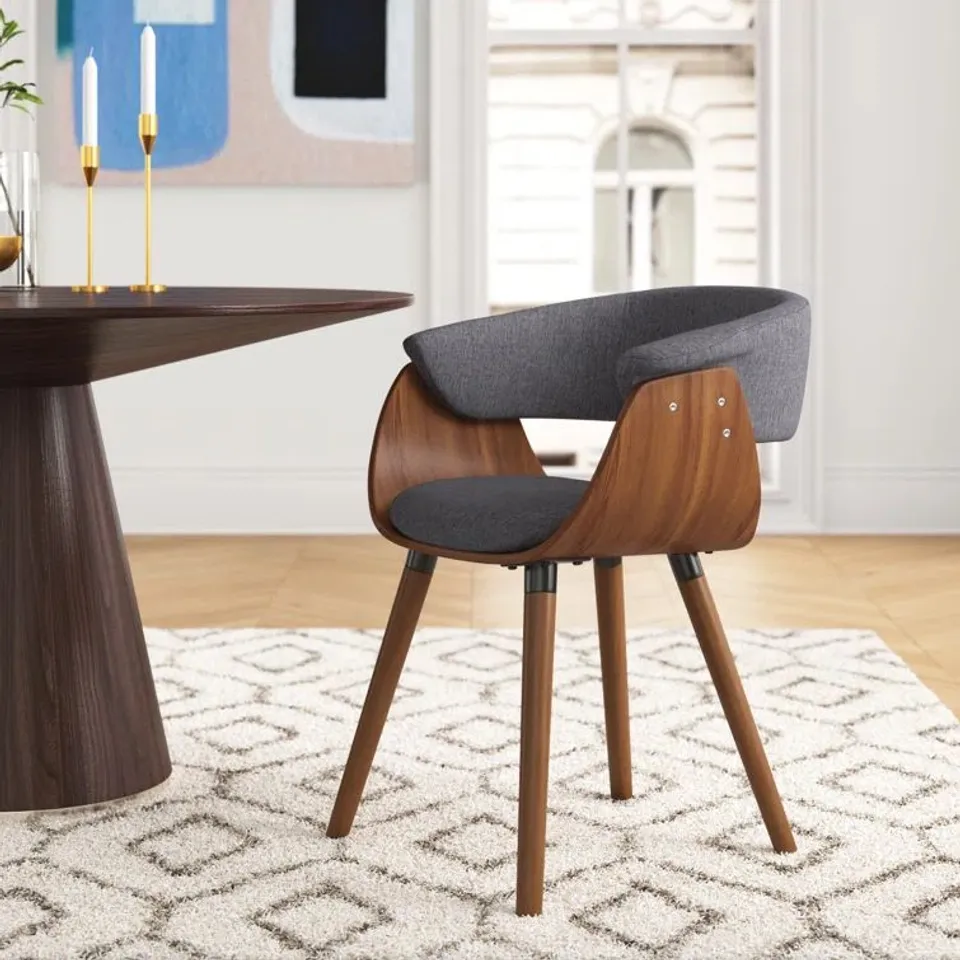 BOXED KINCHELOS GREY FABRIC UPHOLSTERED CHAIR
