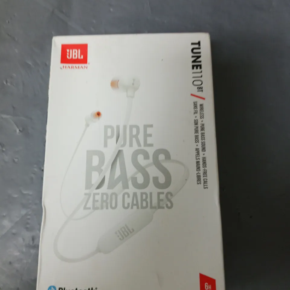 JBL PURE BASS ZERO CABLES BLUETOOTH EARPHONES WHITE