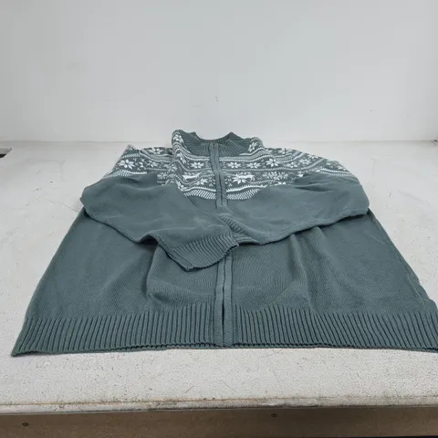 BON PRIX COLLECTION GREEN/WHITE FESTIVE KNITTED CARDIGAN UK 3XL