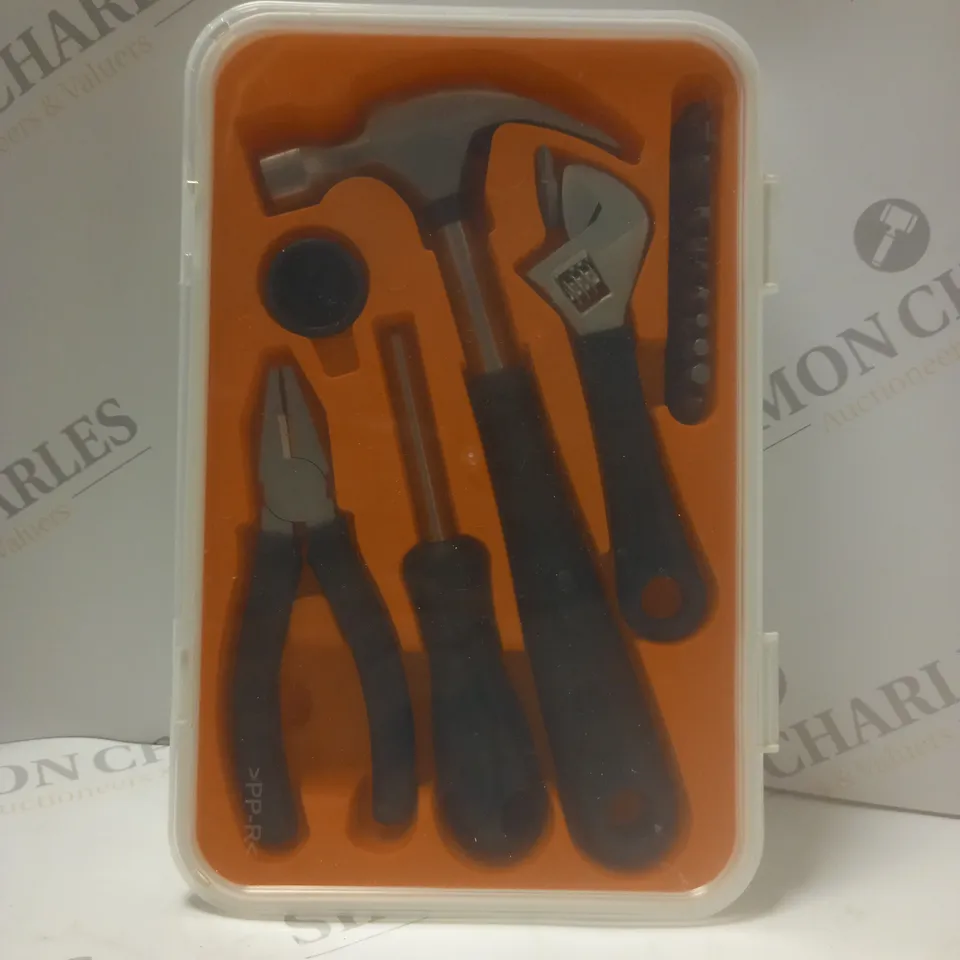 BOX OF ASSORTED TOOLS TO INCLUDE - HAMMER - SCREWDRIVER - PLIERS ECT