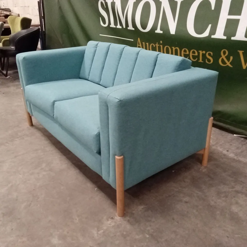 QUALITY DESIGNER SYDNI 2 SEATER FABRIC SOFA - TEAL