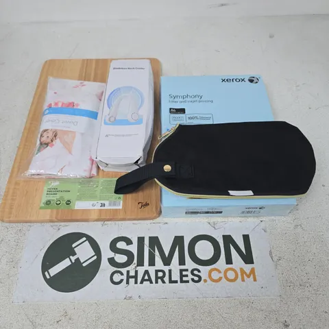 APPROXIMATELY 15 ASSORTED HOUSEHOLD PRODUCTS TO INCLUDE TALA HEVEA PRESERVATION BOARD, BLADELESS NECK FAN, XEROX SYMPHONY A4 PAPER, ETC - COLLECTION ONLY