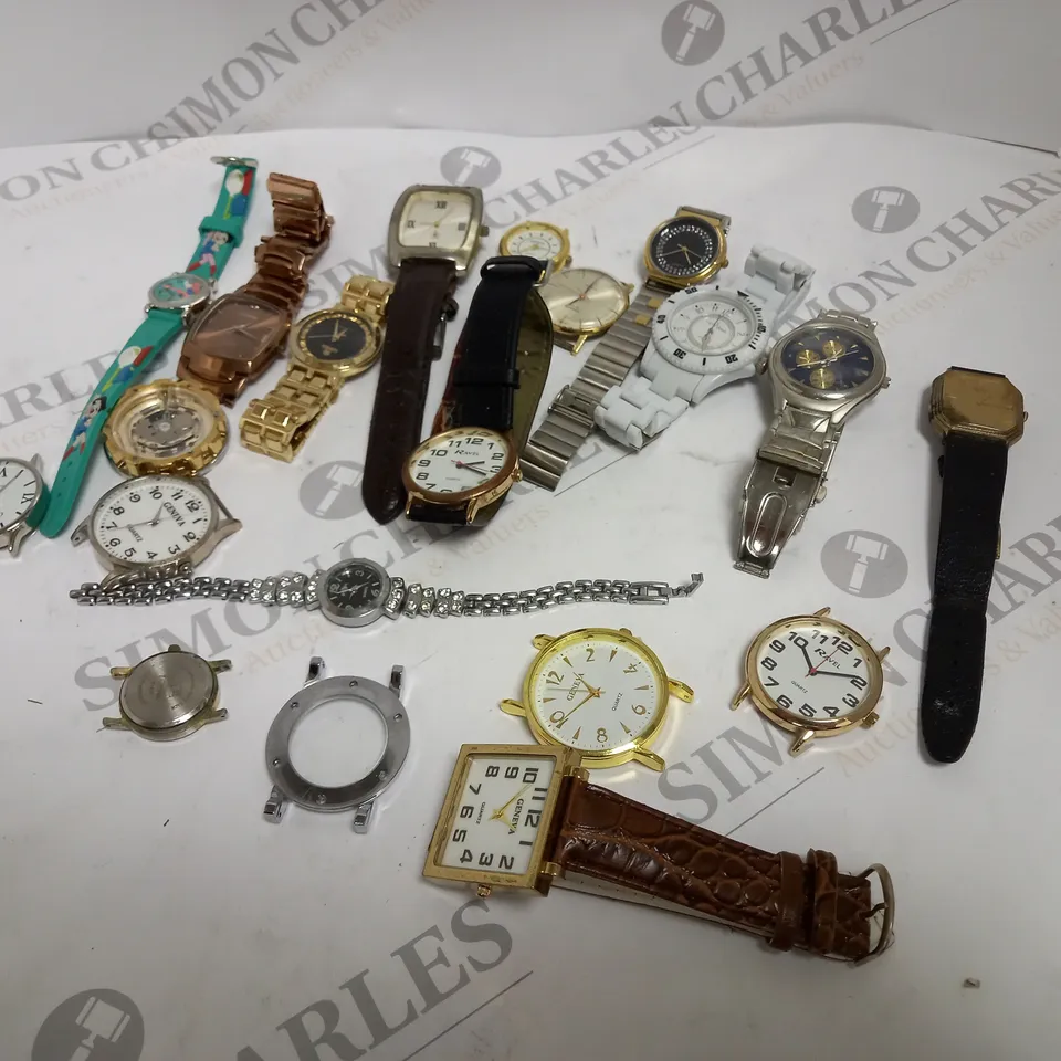 BOX OF APPROXIMATELY 20 ASSORTED WATCHES AND WATCH FACES IN VARIOUS BRANDS AND STYLES 