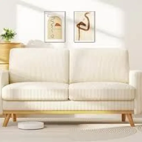BOXED 68? CORDUROY SOFA, COMFY LOVESEAT COUCH WITH SOLID WOOD, SPRING CUSHION MODERN SOFA COUCH WITH EXTRA DEEP SEAT FOR LIVING ROOM,OFFICE COUCH,BEIGE