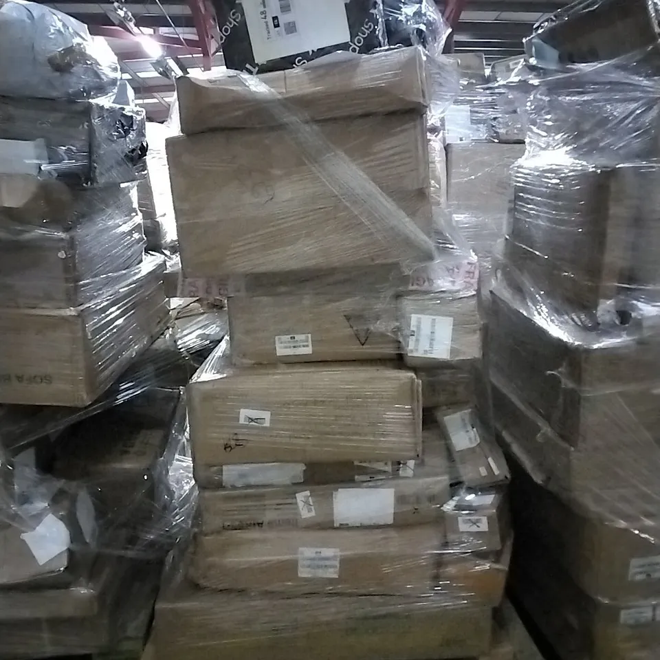 PALLET OF HOUSEHOLD ITEMS TO INCLUDE PET HUTCH,  MEAT FOOD GRINDER,  COFFEE MACHINE TEA PORTAFILTER AND OTHER ASSORTED ITEMS...