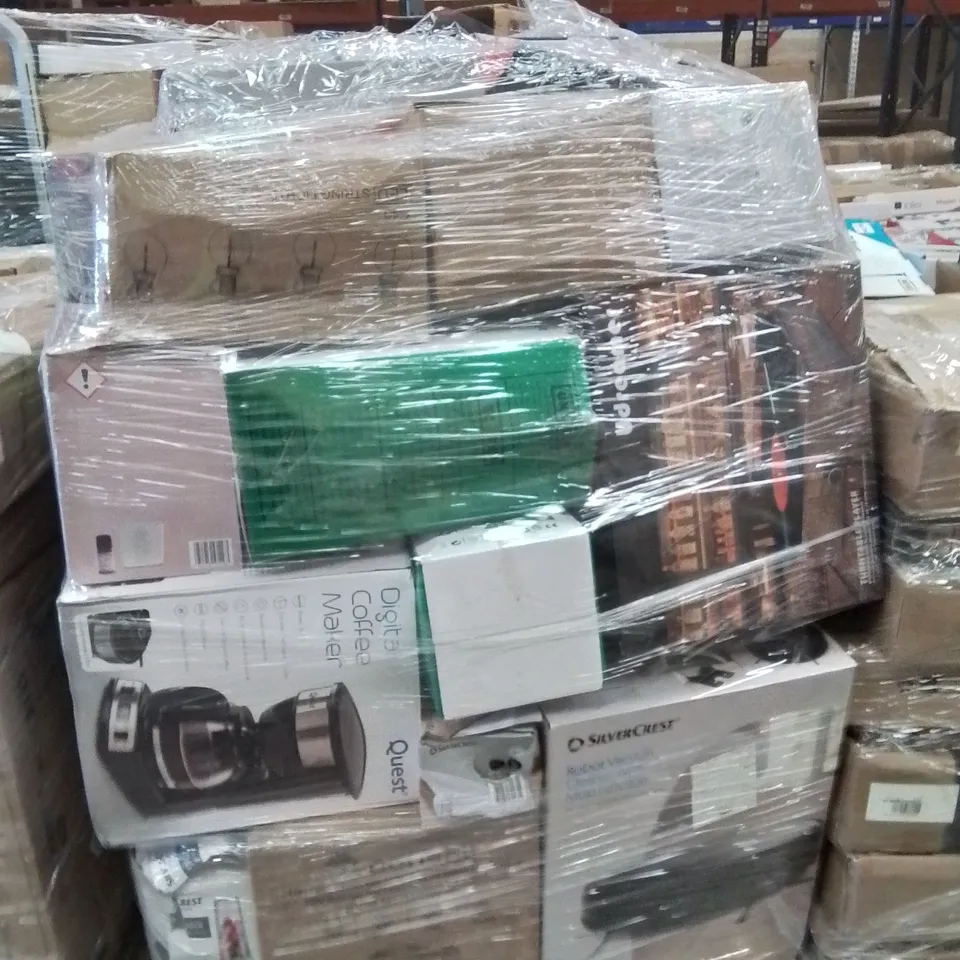 PALLET CONTAINING A LARGE QUANTITY OF ELECTRICAL PRODUCTS TO INCLUDE;ROBOT VACUUM CLEANER,COFFEE MAKER,TURNTABLE 