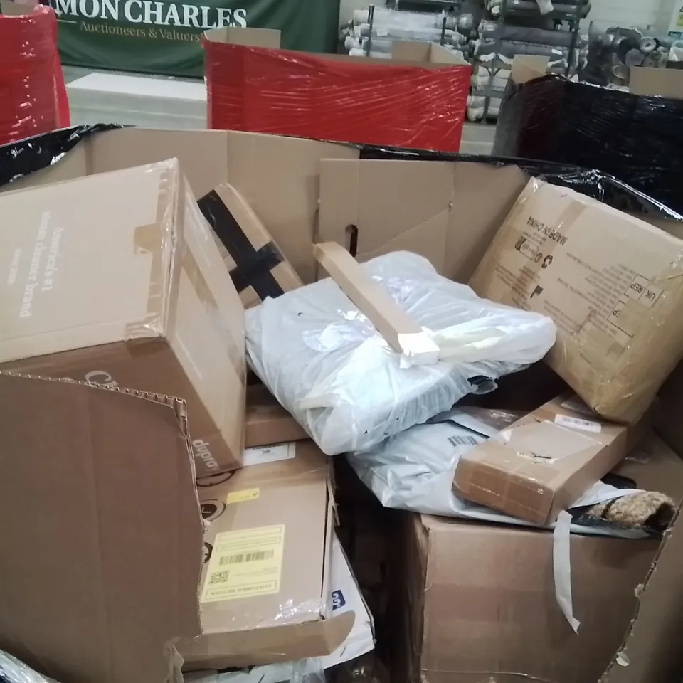 PALLET OF ASSORTED HOUSEHOLD GOODS AND PRODUCTS TO INCLUDE;RETRACTABLE SAFETY GATE,MAT,WASHING MACHINE RAISER