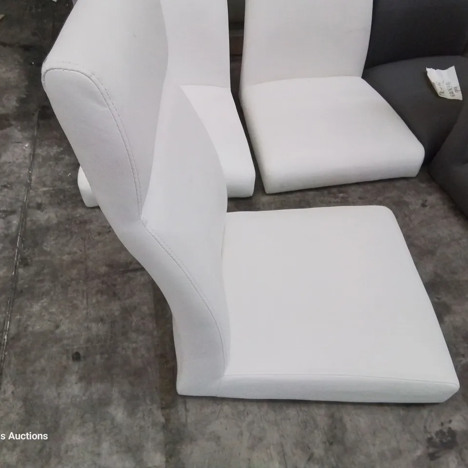 SET OF THREE DESIGNER TOKYO DINING CHAIRS WHITE PU 