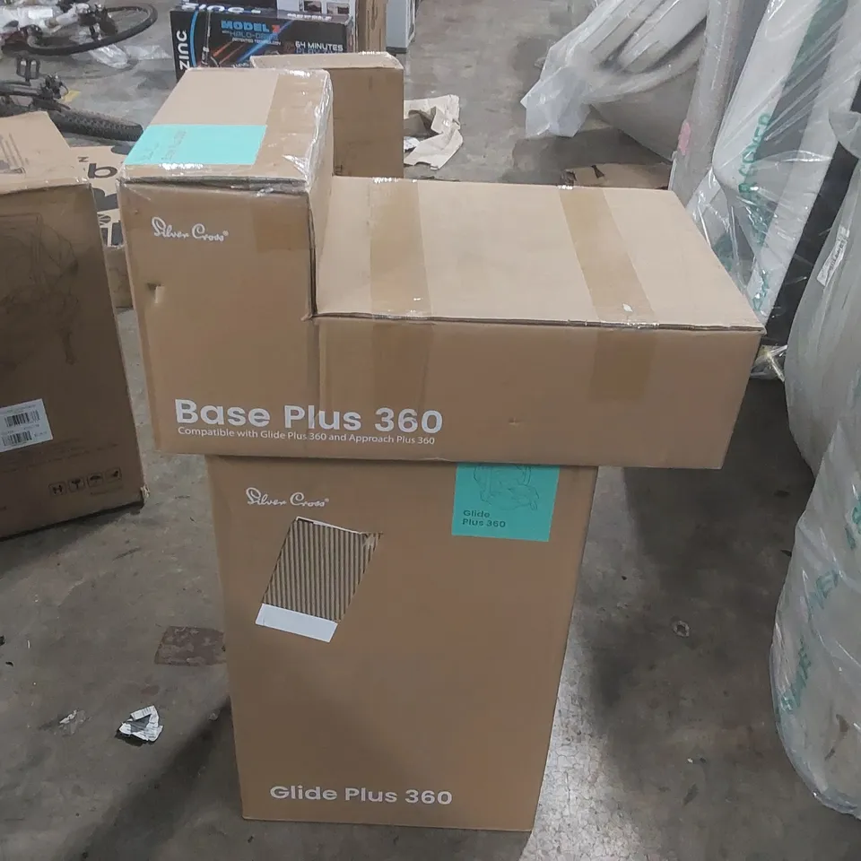 BOXED SILVER CROSS GLIDE PLUS 360 CAR SEAT WITH BASE PLUS 360 (2 BOXES)