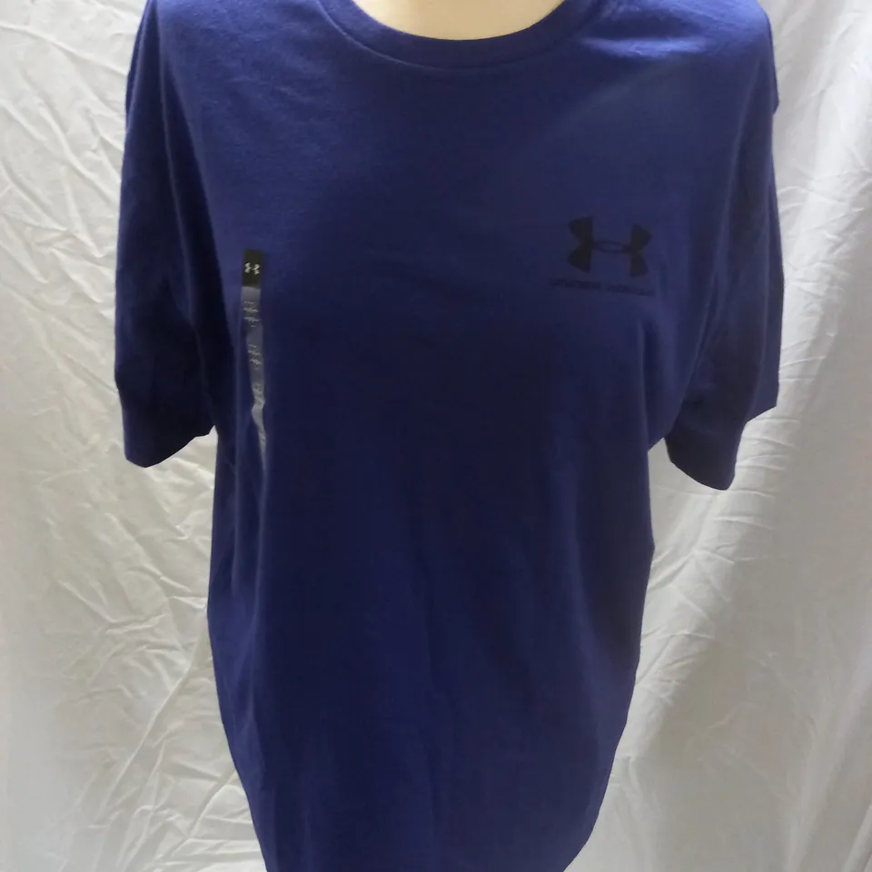 UNDER ARMOUR SPORT STYLE T-SHIRT, PURPLE - SIZE M