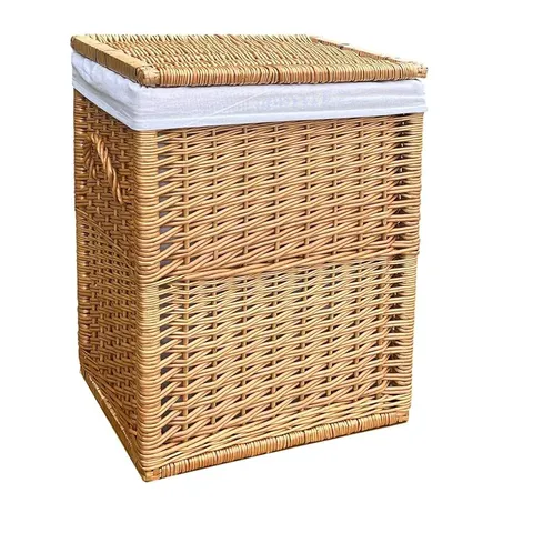 BOXED RECTANGULAR WICKER LAUNDRY BASKET BIN
